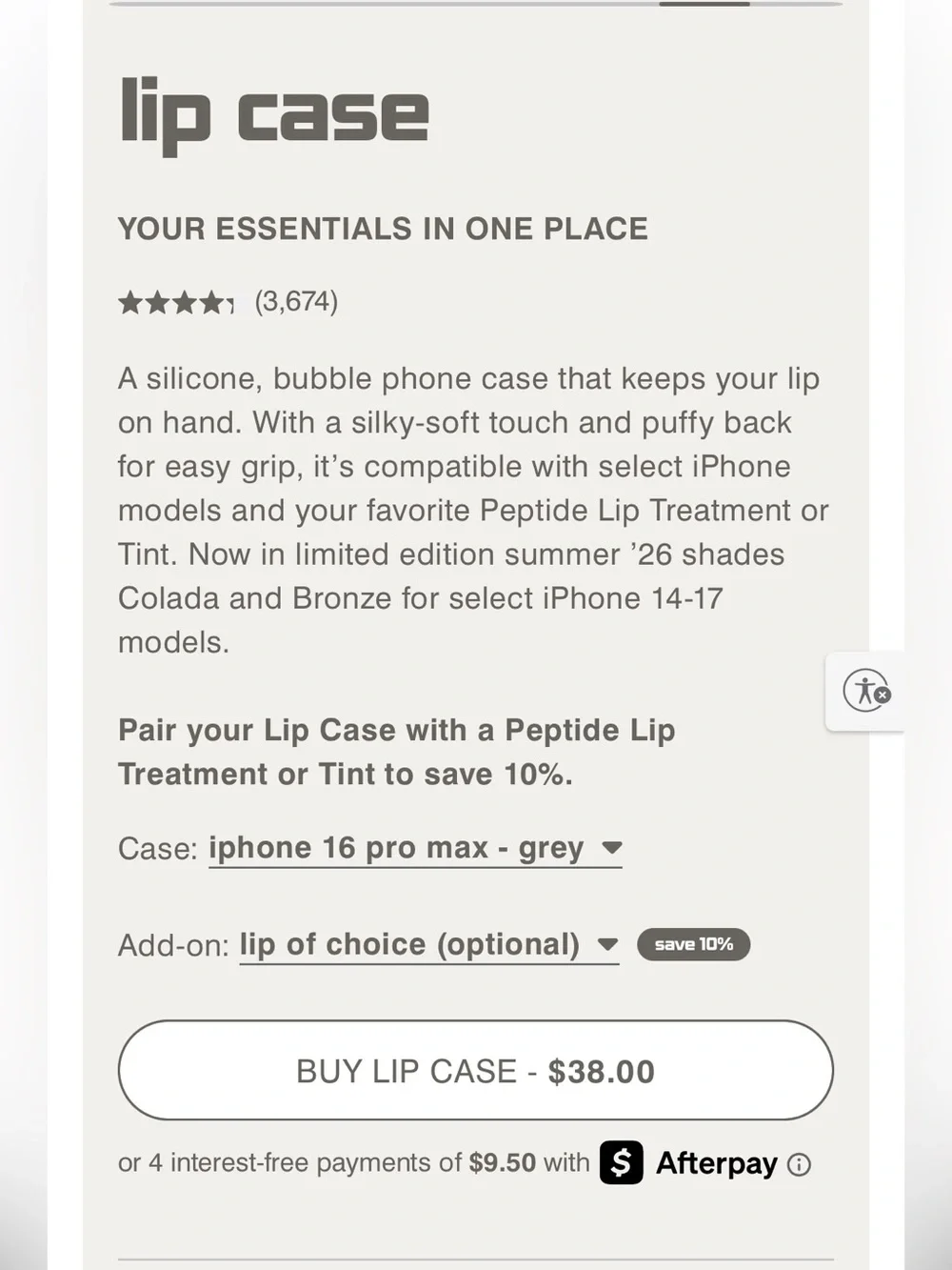 RHODE Soft Gray Lip Case with Built-In Lip Tube Holder
